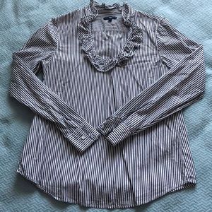 Gap | Black & White Striped Ruffle Popover